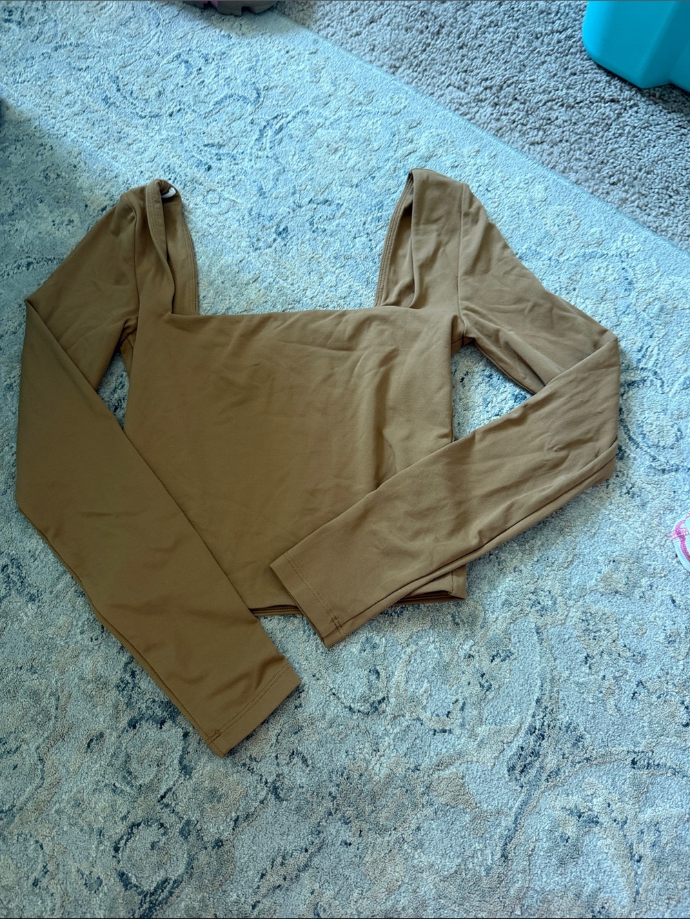 Long-Sleeve Square Neck Top in Brown